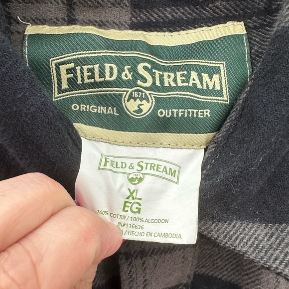 FIELD & STREAM blue plaid men button gorpcore workwear streetwear casual fleece - Picture 4 of 9